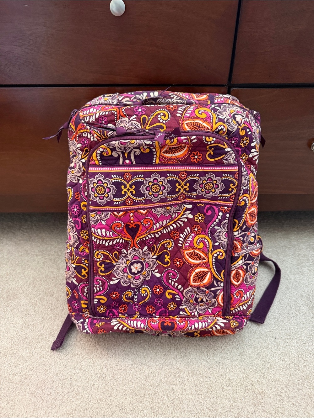 Vera Bradley Multicolor Paisley Quilted Backpack in Purple and Orange